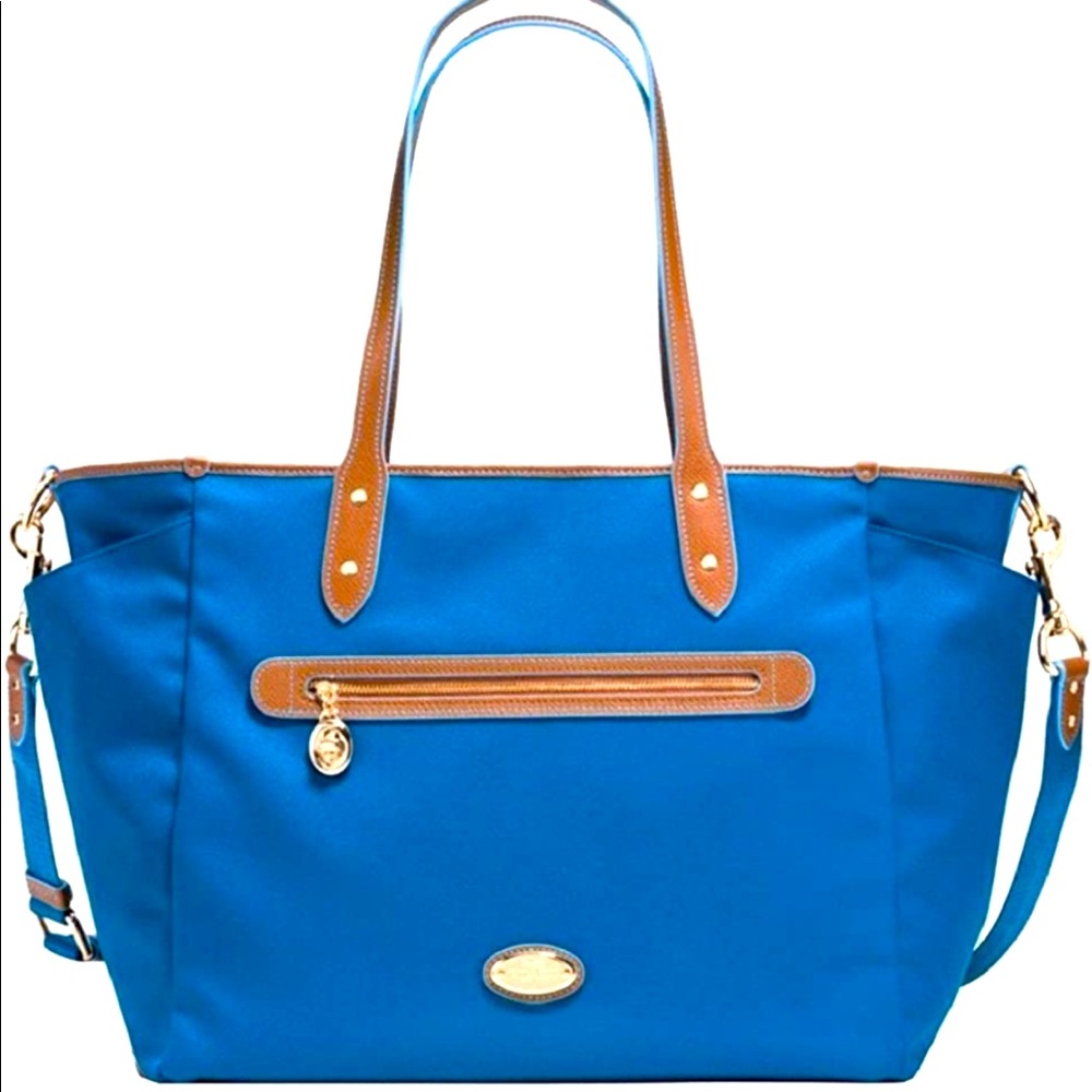 Coach Sawyer Signature Diaper Bag in Mineral Blue
